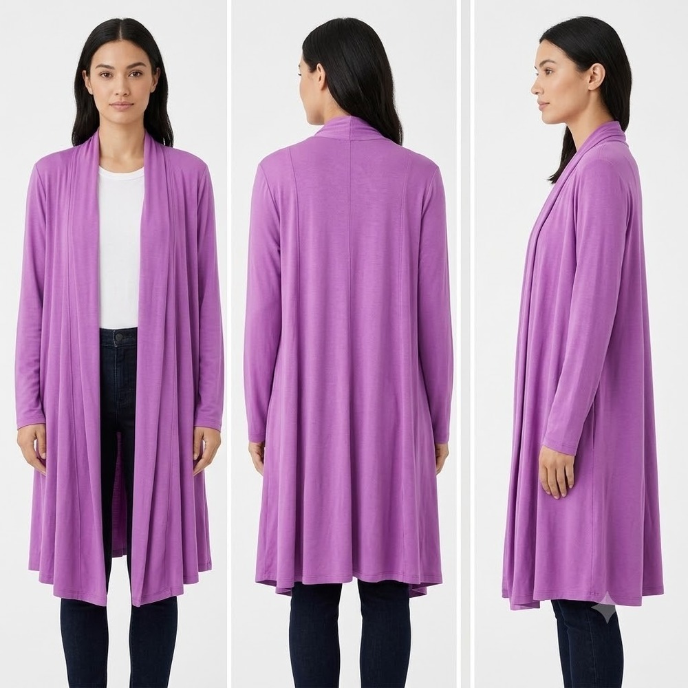 NWT Lane Bryant Open Front Draped Cardigan Sweater Womens 22/24 Purple Modern